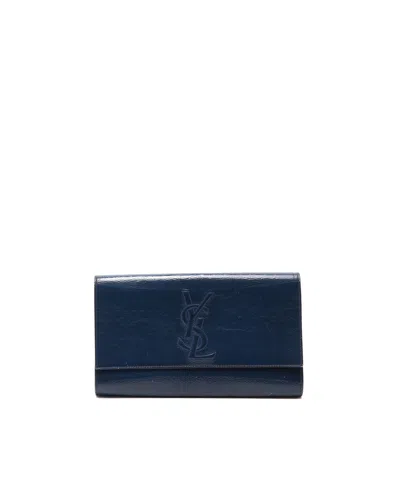 Saint Laurent Patent Ysl Belle De Jour Clutch Bag In Pink