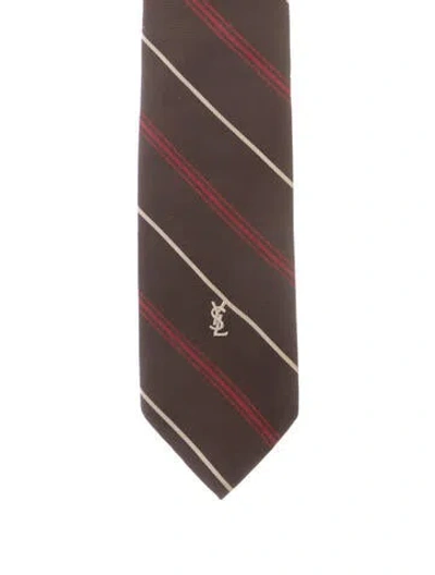 Pre-owned Saint Laurent Pattern Print Tie In Brown