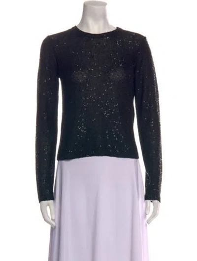 Pre-owned Saint Laurent Patterned Crew Neck Sweater In Black