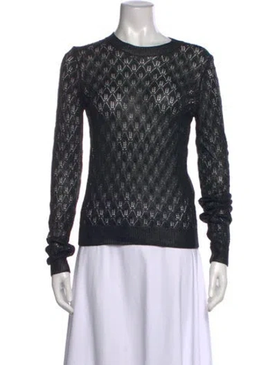 Pre-owned Saint Laurent Patterned Crew Neck Sweater In Black