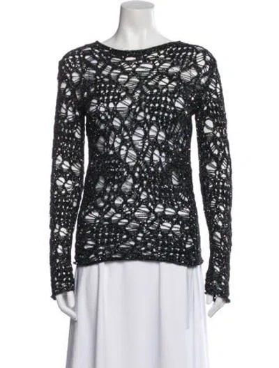 Pre-owned Saint Laurent Patterned Crew Neck Top W/ Tags In Blue