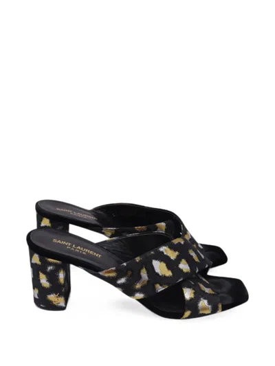 Pre-owned Saint Laurent Patterned Crossover Mules In Black