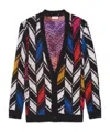 Saint Laurent Patterned Intarsia-knit Cardigan In Black