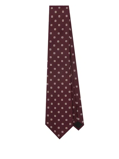 Saint Laurent Patterned-jacquard Tie In Red