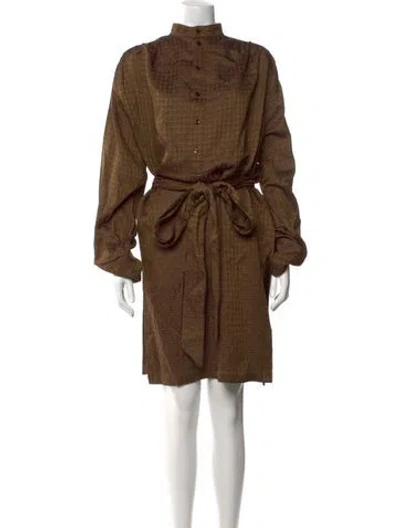 Pre-owned Saint Laurent Patterned Midi Length Dress W/ Tags In Brown