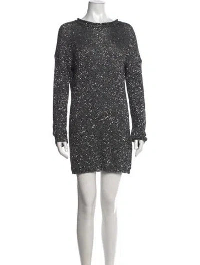 Pre-owned Saint Laurent Patterned Mini Dress In Grey