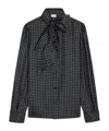 Saint Laurent Patterned Silk Blouse In Black