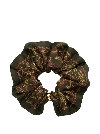 SAINT LAURENT PATTERNED SILK SCRUNCHIE