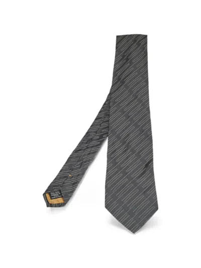 Pre-owned Saint Laurent Patterned Silk Tie In Grey