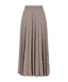 Saint Laurent Pleated Check-pattern Maxi Skirt In Brown