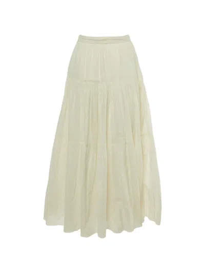 Pre-owned Saint Laurent Patterned Tiered Skirt In Neutral