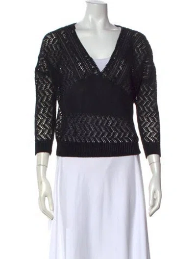 Pre-owned Saint Laurent Patterned V-neck Sweater In Black