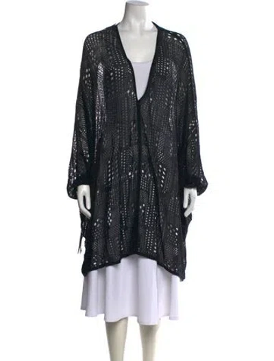 Pre-owned Saint Laurent Patterned V-neck Sweater In Black