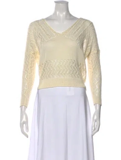 Pre-owned Saint Laurent Patterned V-neck Sweater In Neutral