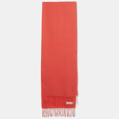 Pre-owned Saint Laurent Peach Red Wool Fringed Muffler
