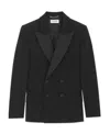 Saint Laurent Tuxedo Jacket In Grain De Poudre In Black