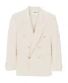 Saint Laurent Peak-lapels Wool Blazer In Off-white