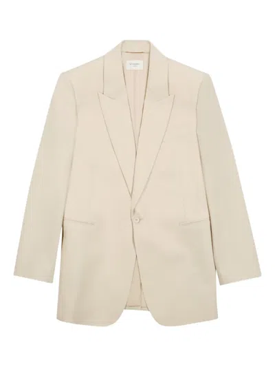 Saint Laurent Peaked-lapels Blazer In Neutral