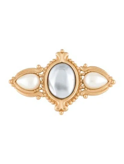 Pre-owned Saint Laurent Pearl Filigree Brooch In Multicolor