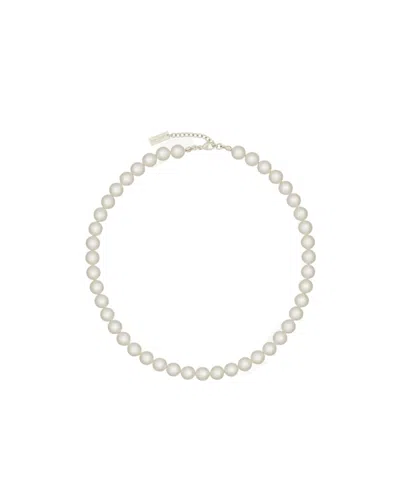 Saint Laurent Pearl Metal Necklace In White