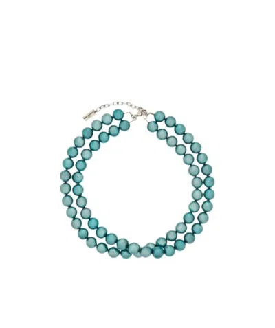 Saint Laurent Pearl Necklace In Blue