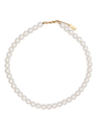 Saint Laurent Pearl Necklace In Gold