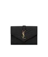 Saint Laurent Pebbled Envelope Cardholder In Black