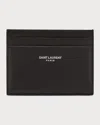 Saint Laurent Pebbled Leather Classic Card Case In Black