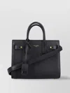 Saint Laurent Pebbled Texture Tote Bag With Shoulder Strap In Black