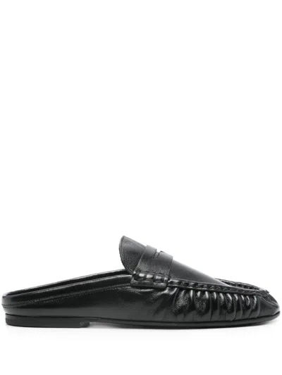 Saint Laurent Peg Leather Loafers In Black