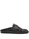 Saint Laurent Peg Leather Mule Shoes In Black