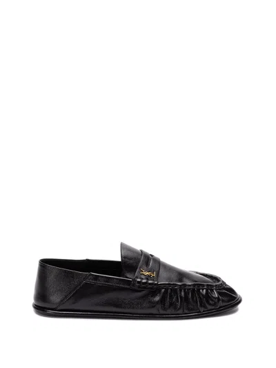 Saint Laurent Le Loafer Penny Slippers In Black  