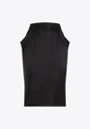 Saint Laurent Pencil Midi Skirt In Silk In Black