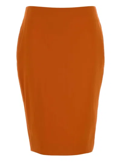 Saint Laurent High-waisted Stretch Viscose Blend Skirt In Orange