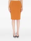 Saint Laurent Pencil Midi Skirt In Orange