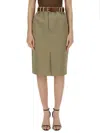 Saint Laurent Jupe Saharienne Gabardine De Coton Mercerisee In Beige