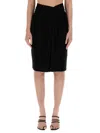 Saint Laurent Solid Color Patchwork Skirt In Black