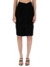 Saint Laurent Gonna A Matita In Raso Di Crêpe Di Seta In Black