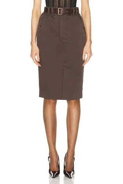 Saint Laurent Pencil Skirt In Dark Brown
