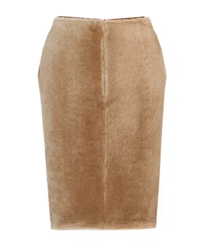 Saint Laurent Pencil Skirt In Gres/marron Glace