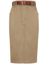 Saint Laurent Jupe Saharienne Gabardine De Coton Mercerisee In Nude & Neutrals