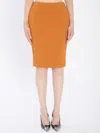 Saint Laurent Pencil Midi Skirt In Orange