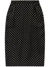 Saint Laurent Draped Polka-dot Silk-chiffon Midi Skirt In Black