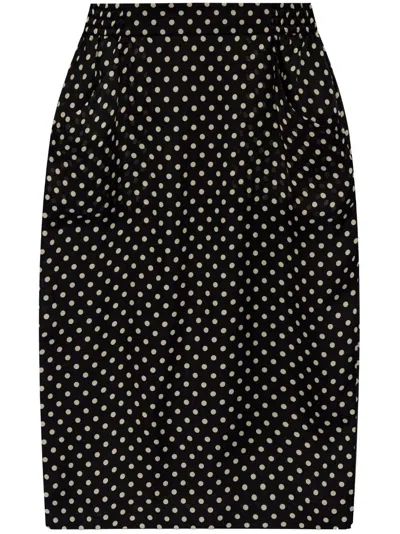 Saint Laurent Pencil Skirt In Polka Dot
