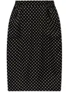 Saint Laurent Draped Polka-dot Silk-chiffon Midi Skirt In Black