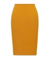Saint Laurent Pencil Skirt In Satin In Orange