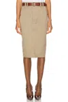 Saint Laurent Jupe Saharienne Gabardine De Coton Mercerisee In Magestic