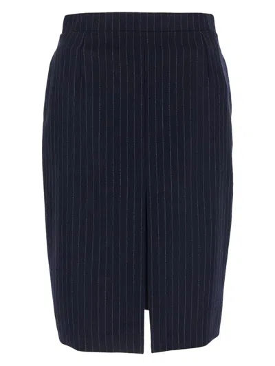 Saint Laurent Pencil Skirt In Blue