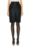 Saint Laurent Pinstriped Wool And Silk-blend Twill Skirt In Noir