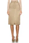 Saint Laurent Silk Pencil Skirt In Taupe